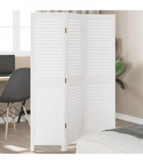 vidaXL Room Divider 3 Panels White Solid Wood Paulownia