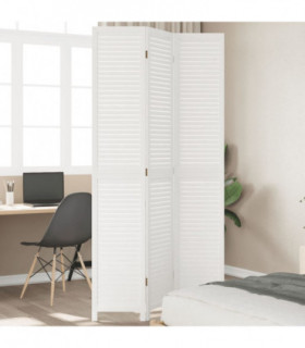 vidaXL Room Divider 3 Panels White Solid Wood Paulownia