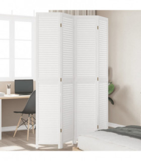 vidaXL Room Divider 4 Panels White Solid Wood Paulownia