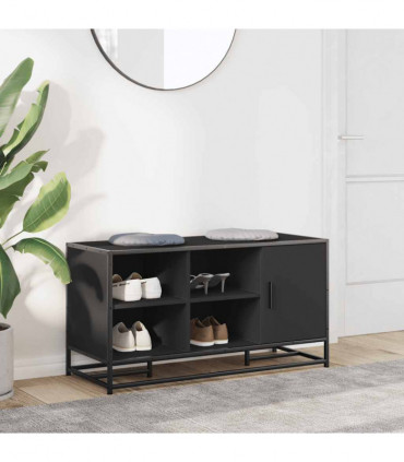 vidaXL Shoe Bench Black 100x40x53.5 cm Engineered Wood and Metal