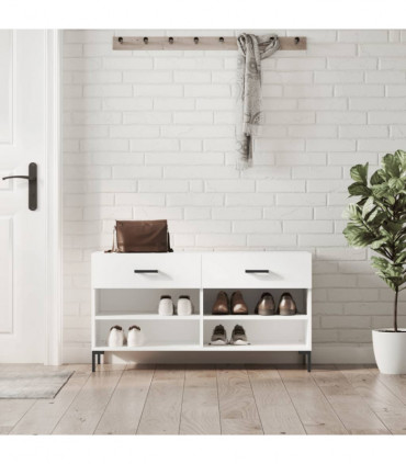 vidaXL Shoe Bench White 102x35x55 cm Engineered Wood