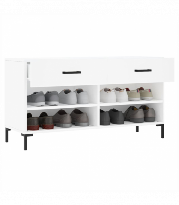 vidaXL Shoe Bench White 102x35x55 cm Engineered Wood