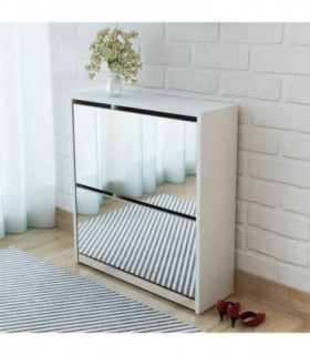 vidaXL Shoe Cabinet 2-Layer Mirror White 63x17x67 cm