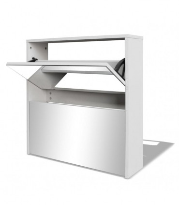 vidaXL Shoe Cabinet 2-Layer Mirror White 63x17x67 cm