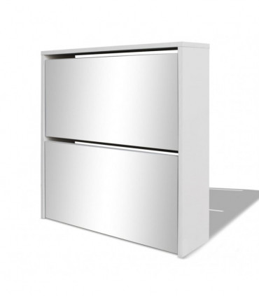 vidaXL Shoe Cabinet 2-Layer Mirror White 63x17x67 cm