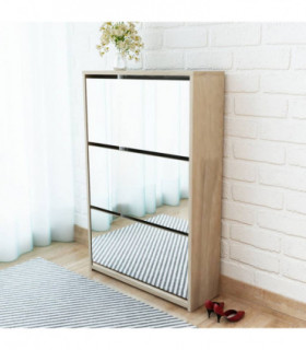 vidaXL Shoe Cabinet 3-Layer Mirror Oak 63x17x102.5 cm