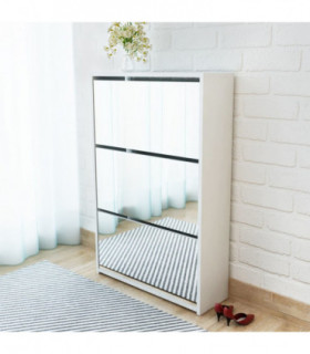 vidaXL Shoe Cabinet 3-Layer Mirror White 63x17x102.5 cm