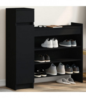 vidaXL Shoe Cabinet Black 100.5x28x100 cm Engineered Wood