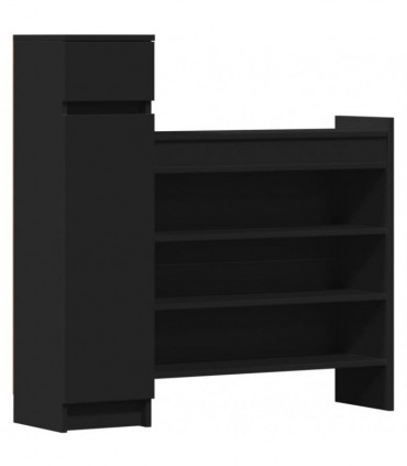 vidaXL Shoe Cabinet Black 100.5x28x100 cm Engineered Wood