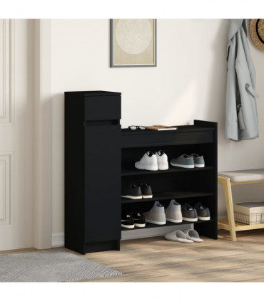 vidaXL Shoe Cabinet Black 100.5x28x100 cm Engineered Wood