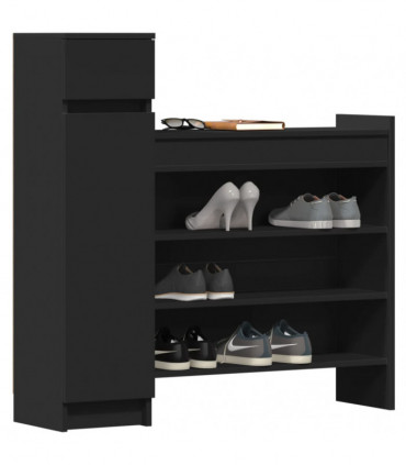 vidaXL Shoe Cabinet Black 100.5x28x100 cm Engineered Wood