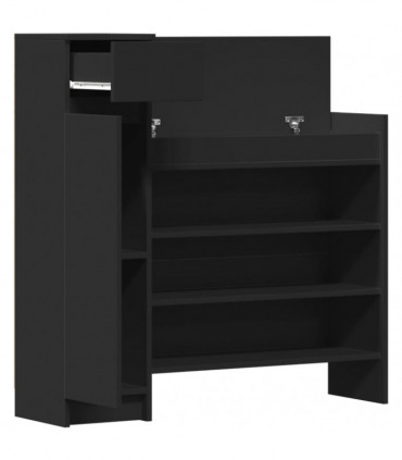 vidaXL Shoe Cabinet Black 100.5x28x100 cm Engineered Wood