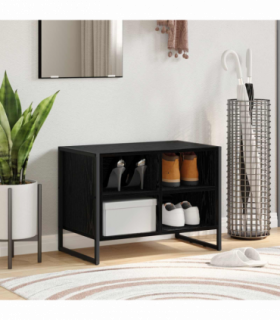 vidaXL Shoe Cabinet Black Oak 60 x 35 x 44 cm Engineered Wood