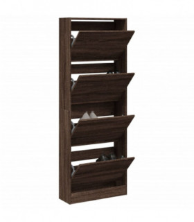 vidaXL Shoe Cabinet Brown Oak 60x21x163.5 cm Engineered Wood