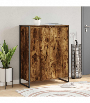 vidaXL Shoe Cabinet Smoke Oak 79 x 36 x 100 cm Engineered Wood