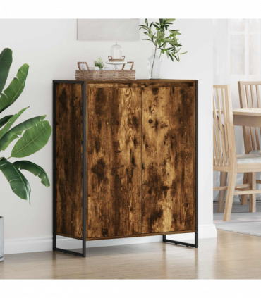 vidaXL Shoe Cabinet Smoke Oak 79 x 36 x 100 cm Engineered Wood