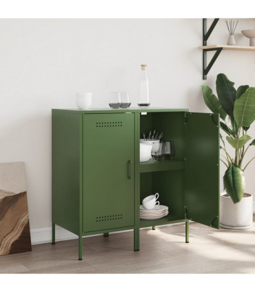 vidaXL Sideboards 2 pcs Olive Green 36x39x79 cm Cold-rolled Steel