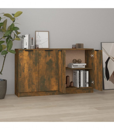 vidaXL Sideboards 2 pcs Smoked Oak 60x30x70 cm Engineered Wood