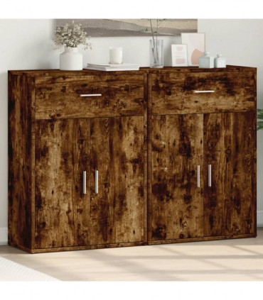vidaXL Sideboards 2 pcs Smoked Oak 60x30x84 cm Engineered Wood