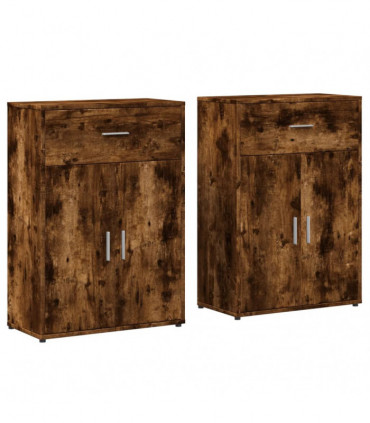 vidaXL Sideboards 2 pcs Smoked Oak 60x30x84 cm Engineered Wood