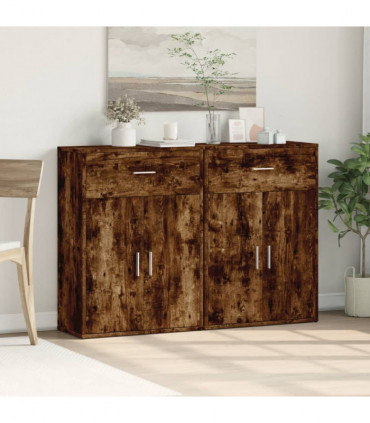 vidaXL Sideboards 2 pcs Smoked Oak 60x30x84 cm Engineered Wood
