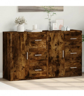 vidaXL Sideboards 2 pcs Smoked Oak 60x31x70 cm Engineered Wood