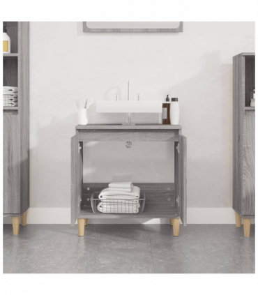 vidaXL Sink Cabinet Grey Sonoma 58x33x60 cm Engineered Wood