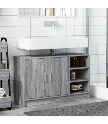 vidaXL Sink Cabinet Grey Sonoma 90x29x55 cm Engineered Wood