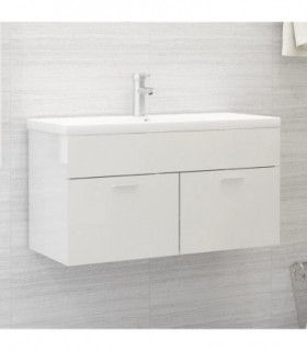 vidaXL Sink Cabinet High Gloss White 90x38.5x46 cm Engineered Wood