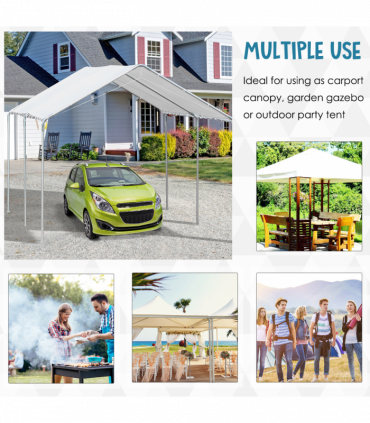 3m x 6m Heavy Duty Galvanized Steel Frame Canopy Vehicle Shelter White