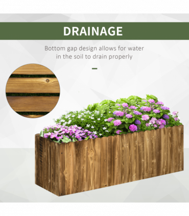 Fir Plant Pot Natural Wood Colour 120L x 40W x 40H cm Wood Planter Box Garden