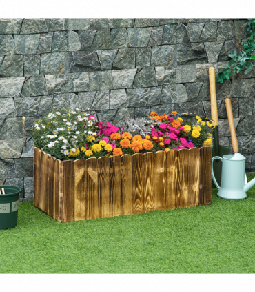 Plant Pot Natural Wood Colour Fir 80L x 33W x 30H cm Easy Assembly Durable