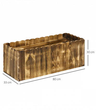 Plant Pot Natural Wood Colour Fir 80L x 33W x 30H cm Easy Assembly Durable