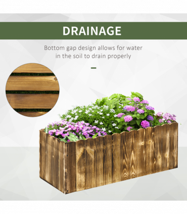 Plant Pot Natural Wood Colour Fir 80L x 33W x 30H cm Easy Assembly Durable