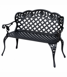 Garden Bench, Cast Aluminium, 107Lx58Wx85H cm-Black