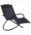 Orbital Sun Lounger Rocking Chair Outdoor Zero Gravity Folding w/ Pillow Black