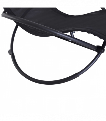 Orbital Sun Lounger Rocking Chair Outdoor Zero Gravity Folding w/ Pillow Black