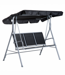 Outdoor 3-Seater Swing Chair-Black