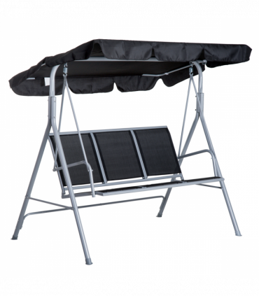 Outdoor 3-Seater Swing Chair-Black