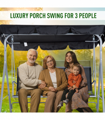 Outdoor 3-Seater Swing Chair-Black