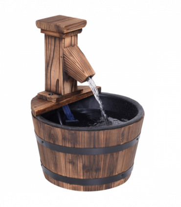 Wood Barrel Pump Patio Water Fountain Water Feature Electric Garden