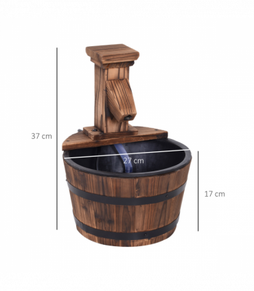 Wood Barrel Pump Patio Water Fountain Water Feature Electric Garden