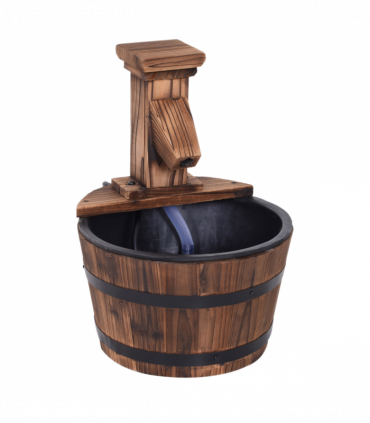 Wood Barrel Pump Patio Water Fountain Water Feature Electric Garden
