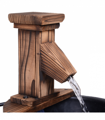 Wood Barrel Pump Patio Water Fountain Water Feature Electric Garden