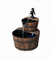 Wooden Water Pump Fountain, 2 Tier-Fir Wood/Steel