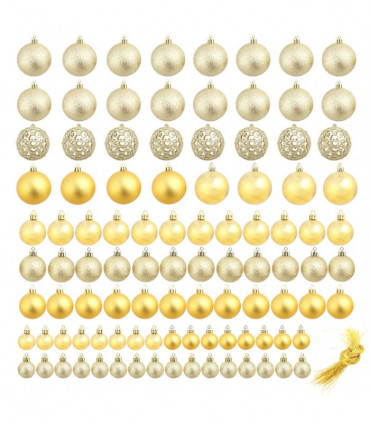 100 Piece Christmas Ball Set 3/4/6 cm Gold