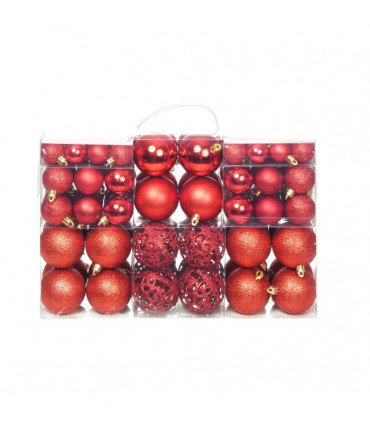 100 Piece Christmas Ball Set 3/4/6 cm Red