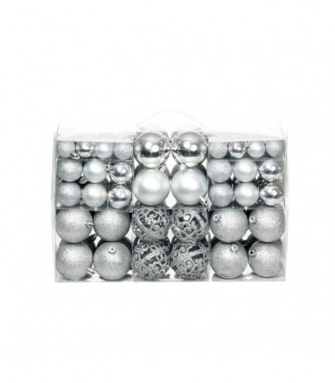 100 Piece Christmas Ball Set 3/4/6 cm Silver