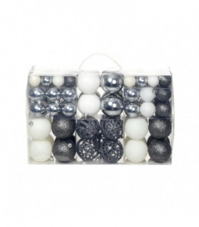 100 Piece Christmas Ball Set 3/4/6 cm White/Grey