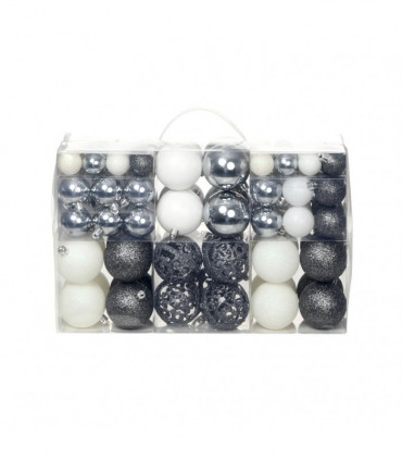 100 Piece Christmas Ball Set 3/4/6 cm White/Grey